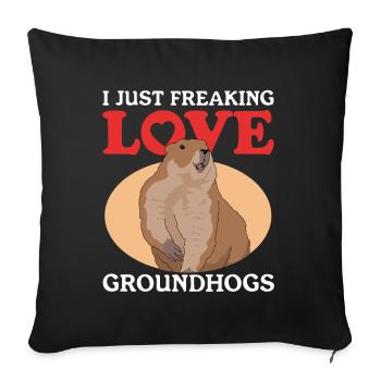 Marmottes Mankai marmotte Munggen cadeau - Housse de coussin décorative 45 x 45 cm - noir - Devant
