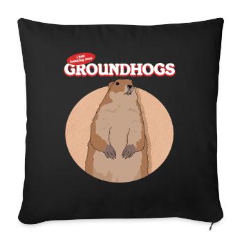 Marmottes Mankai Munggen marmotte cadeau - Housse de coussin décorative 45 x 45 cm - noir - Devant