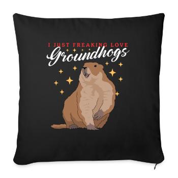 Marmotte Munggen Mankai marmotte cadeau - Housse de coussin décorative 45 x 45 cm - noir - Devant