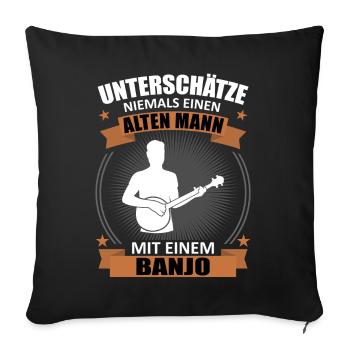 Sagesse de la vieillesse banjo - cadeau avec expérience - Housse de coussin décorative 45 x 45 cm - noir - Devant