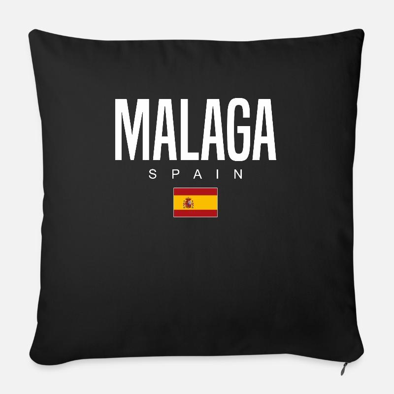 Malaga, Espagne - Housse de coussin décorative 45 x 45 cm - noir