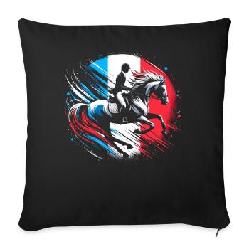 France equestrian competition coach - Sofa pillowcase 17,3'' x 17,3'' (45 x 45 cm) - black - Front