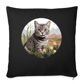Cat Cats American Shorthair - Sofa pillowcase 17,3'' x 17,3'' (45 x 45 cm) - black - Front