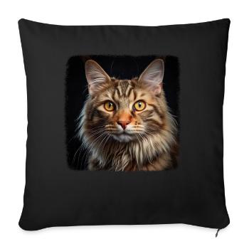 Chat Chats American Bobtail - Housse de coussin décorative 45 x 45 cm - noir - Devant