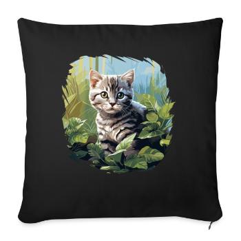 Cat Cats American Shorthair - Sofa pillowcase 17,3'' x 17,3'' (45 x 45 cm) - black - Front