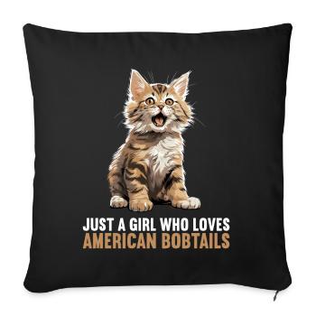 Chat Chats American Bobtail - Housse de coussin décorative 45 x 45 cm - noir - Devant