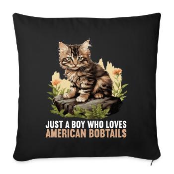 Cat Cats American Bobtail - Sofa pillowcase 17,3'' x 17,3'' (45 x 45 cm) - black - Front
