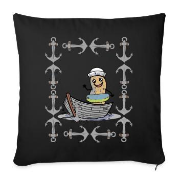 Cacahuète rétro Vintage ancre Maritime marin Ahoy - Housse de coussin décorative 45 x 45 cm - noir - Devant