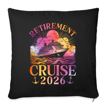 Croisière Retraite 2026 - Housse de coussin décorative 45 x 45 cm - noir - Devant