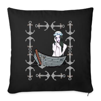 Maritime Boat Anchor Girl Sailor Boats Sea Lake - Sofa pillowcase 17,3'' x 17,3'' (45 x 45 cm) - black - Front