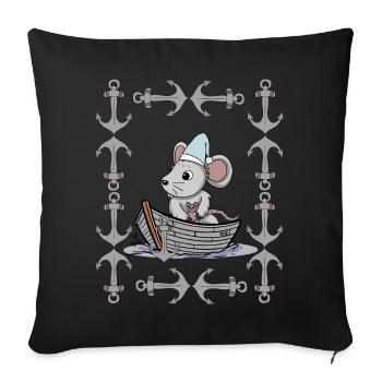 Mouse Retro Vintage Anchor Maritime Sailor Ahoy - Sofa pillowcase 17,3'' x 17,3'' (45 x 45 cm) - black - Front