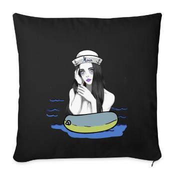 Distress Swim Ring Sailor Girl Sea Swim - Sofa pillowcase 17,3'' x 17,3'' (45 x 45 cm) - black - Front