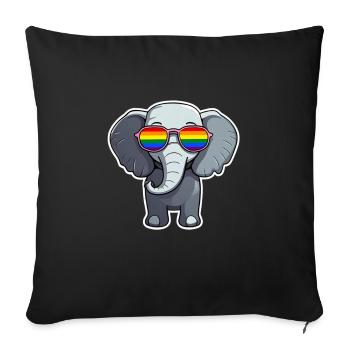Éléphant LGBTQ - Housse de coussin décorative 45 x 45 cm - noir - Devant