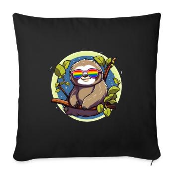 Mois de la fierté LGBTQ Sloth - Housse de coussin décorative 45 x 45 cm - noir - Devant