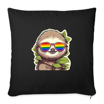 LGBTQ Pride Month Faultier mit Sonnenbrille - Sofakissenbezug 45 x 45 cm - Schwarz - Vorne