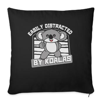 Facilement distrait par les koalas Koalabear Eucalyptus - Housse de coussin décorative 45 x 45 cm - noir - Devant