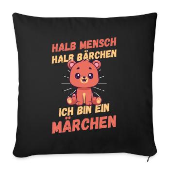 Mi-humain, mi-ours - Housse de coussin décorative 45 x 45 cm - noir - Devant