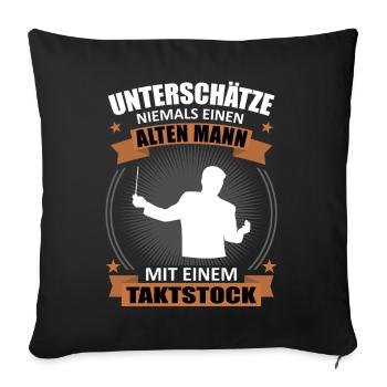 Never Underestimate an Old Man - Baton - Sofa pillowcase 17,3'' x 17,3'' (45 x 45 cm) - black - Front