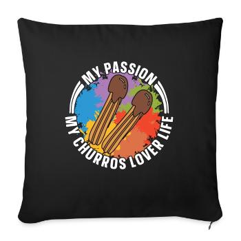 Churros Lover My Passion My Churros Pâte Frite - Housse de coussin décorative 45 x 45 cm - noir - Devant