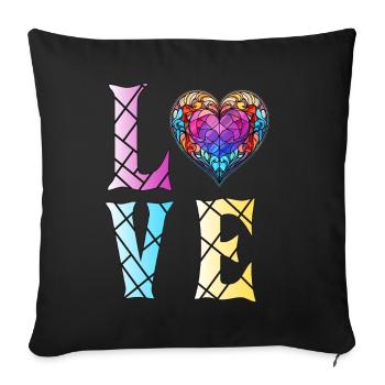 Geometric Heart Mosaic Stained Glass Artist - Sofakissenbezug 45 x 45 cm - Schwarz - Vorne