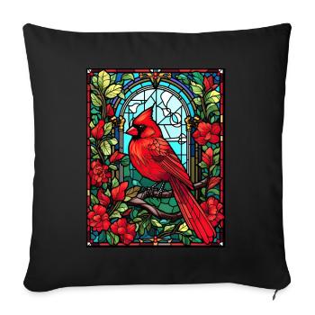 Geometric Mosaic Red Cardinal Birding Stained Glas - Sofakissenbezug 45 x 45 cm - Schwarz - Vorne