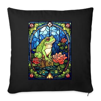 Stained Glass Frog Vintage Mosaic Cottagecore - Sofakissenbezug 45 x 45 cm - Schwarz - Vorne