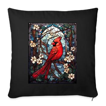 Red Cardinal Stained Glass Bird Watching Birding - Sofakissenbezug 45 x 45 cm - Schwarz - Vorne