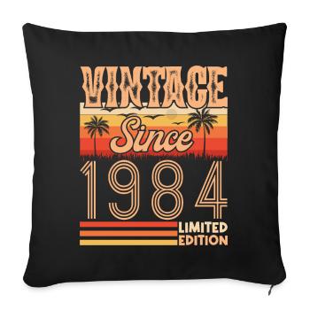 anniversaire 1984. Vintage né en 1984 anniversaire - Housse de coussin décorative 45 x 45 cm - noir - Devant