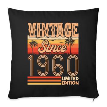 anniversaire 1960. Vintage né en 1960 anniversaire - Housse de coussin décorative 45 x 45 cm - noir - Devant
