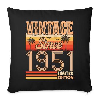 anniversaire 1951. Vintage né en 1951 anniversaire - Housse de coussin décorative 45 x 45 cm - noir - Devant
