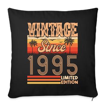 anniversaire 1995. Vintage né en 1995 anniversaire - Housse de coussin décorative 45 x 45 cm - noir - Devant