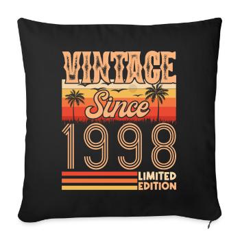anniversaire 1998. Vintage né en 1998 anniversaire - Housse de coussin décorative 45 x 45 cm - noir - Devant