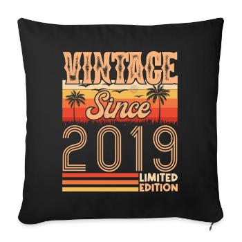anniversaire 2019. Vintage né en 2019 anniversaire - Housse de coussin décorative 45 x 45 cm - noir - Devant