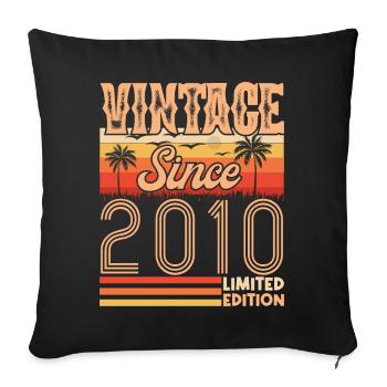 anniversaire 2010. Vintage né en 2010 anniversaire - Housse de coussin décorative 45 x 45 cm - noir - Devant