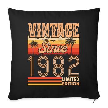 anniversaire 1982. Vintage né en 1982 anniversaire - Housse de coussin décorative 45 x 45 cm - noir - Devant