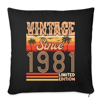 anniversaire 1981. Vintage né en 1981 anniversaire - Housse de coussin décorative 45 x 45 cm - noir - Devant
