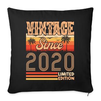anniversaire 2020. Vintage né en 2020 anniversaire - Housse de coussin décorative 45 x 45 cm - noir - Devant