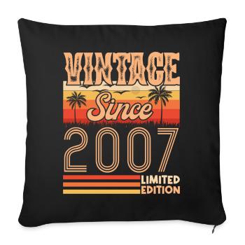 anniversaire 2007. Vintage né en 2007 anniversaire - Housse de coussin décorative 45 x 45 cm - noir - Devant