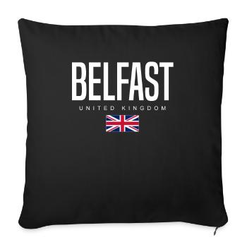 Belfast, United Kingdom - Sofa pillowcase 17,3'' x 17,3'' (45 x 45 cm) - black - Front