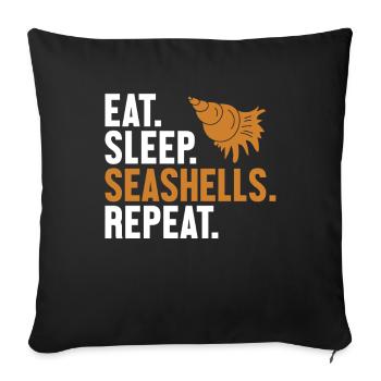 Eat Sleep Seashells Repeat Shell Hunter Seashell - Sofa pillowcase 17,3'' x 17,3'' (45 x 45 cm) - black - Front