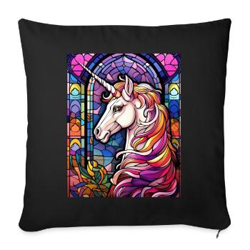 Cute Unicorn Stained Glass Colorful Mosaic Geometr - Sofakissenbezug 45 x 45 cm - Schwarz - Vorne