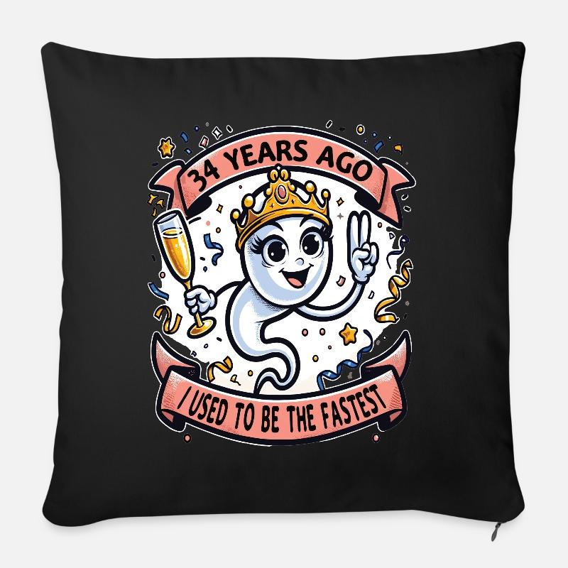 Il y a 34 ans, j’étais la femme la plus rapide - Housse de coussin décorative 45 x 45 cm - noir