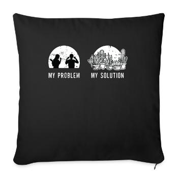 Succulents Lover My Problem My Pictogram Dad Mom - Sofakissenbezug 45 x 45 cm - Schwarz - Vorne