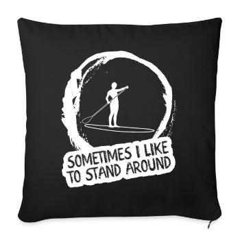 SUP Board Stand up Paddling Paddle - Housse de coussin décorative 45 x 45 cm - noir - Devant