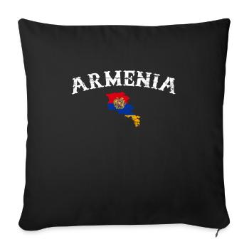 Armenia Vintage Map Armenia Armenian Flag - Sofa pillowcase 17,3'' x 17,3'' (45 x 45 cm) - black - Front