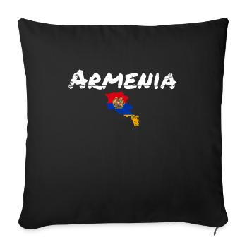 Armenia Vintage Map Armenia Armenian Flag - Sofa pillowcase 17,3'' x 17,3'' (45 x 45 cm) - black - Front