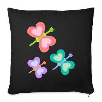 Printemps Coloré Insecte Papillons Enfant Bébé Années 80 - Housse de coussin décorative 45 x 45 cm - noir - Devant