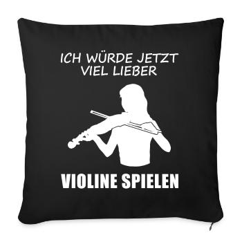 Longing Violins Playtime Gift - Sofa pillowcase 17,3'' x 17,3'' (45 x 45 cm) - black - Front