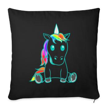 Unicorn Mythical Creature Colorful Retro Vintage 80s - Sofa pillowcase 17,3'' x 17,3'' (45 x 45 cm) - black - Front