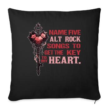 Emo Valentine Heart Key Gothic Alternative Rock Lo - Sofakissenbezug 45 x 45 cm - Schwarz - Vorne